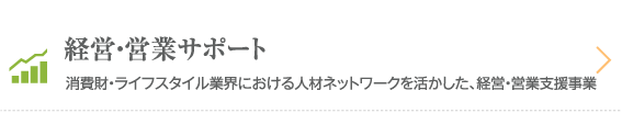 経営・営業サポート。消費財・ライフスタイル業界における人材ネットワークを活かした、経営・営業支援事業